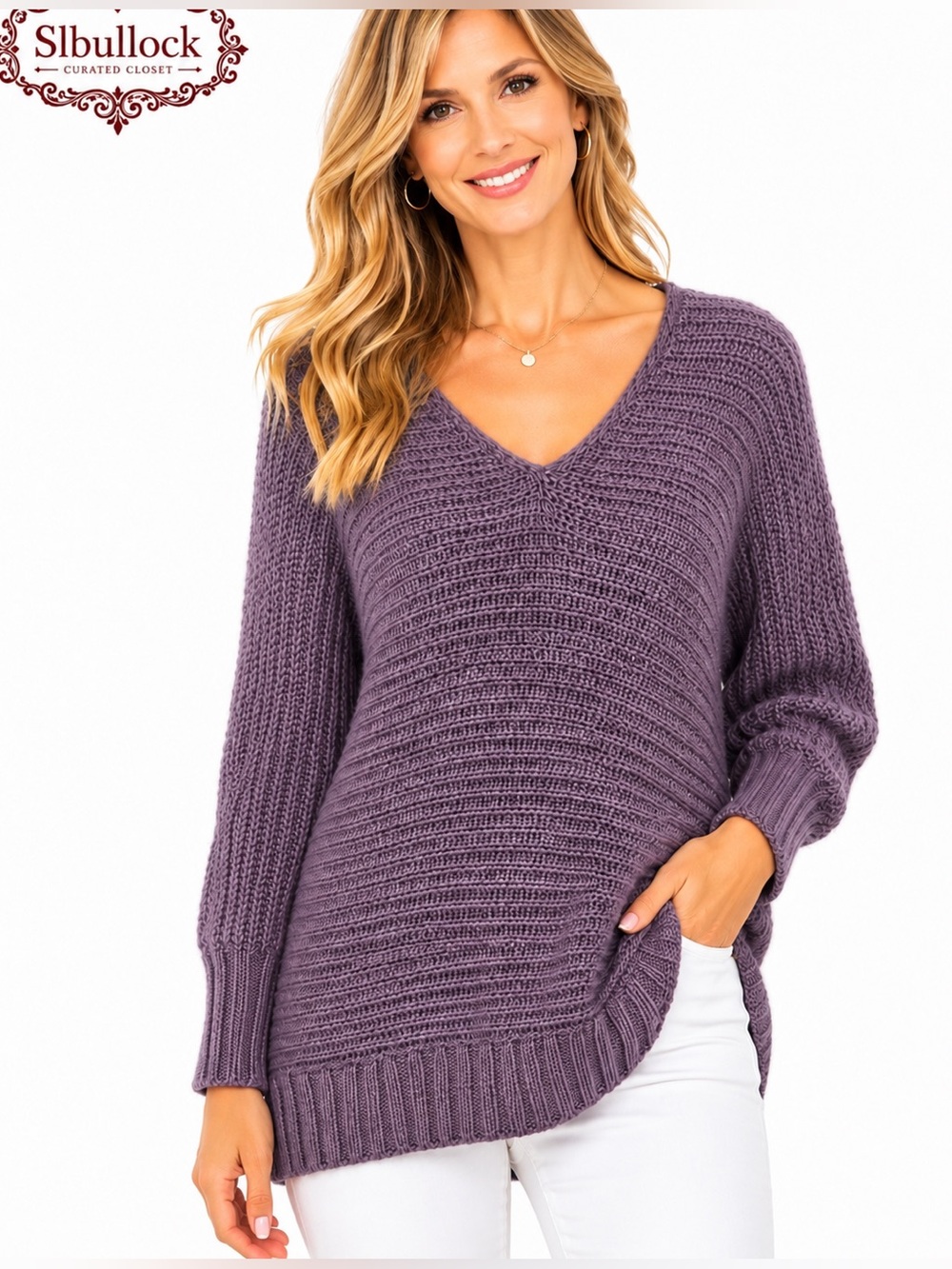 A5 American Eagle Outfitters Purple Mohair Wool Blend V-Neck Sweater Size S NWT